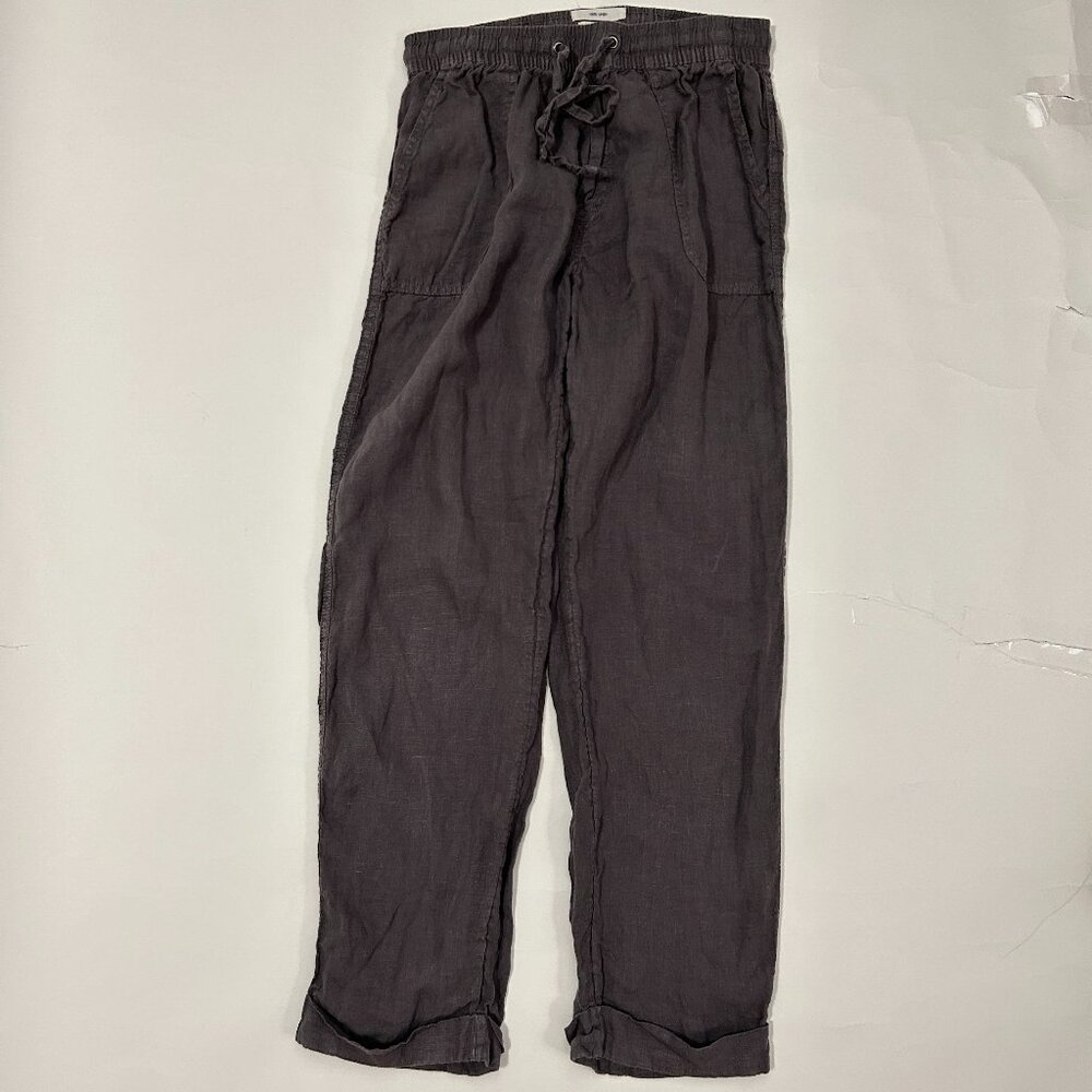 Nicole Miller 100% linen pants Womens size S gray pocket straight leg Lagenlook